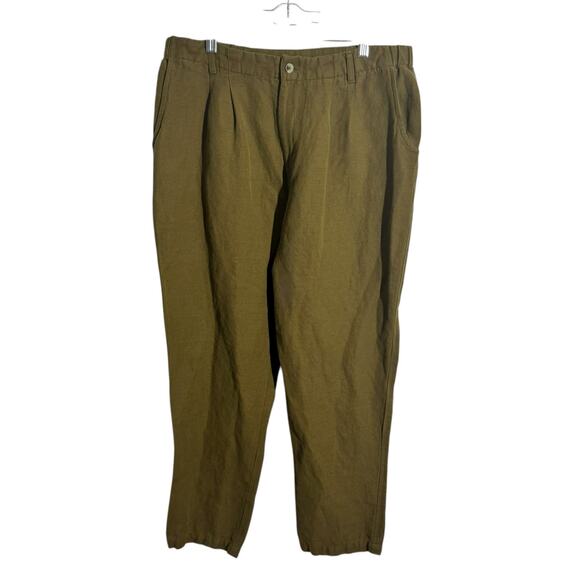 Able Pant Women 8 Olive Green Linen Blend Charlie Tapered Sustainable Lagenlook - Picture 1 of 10
